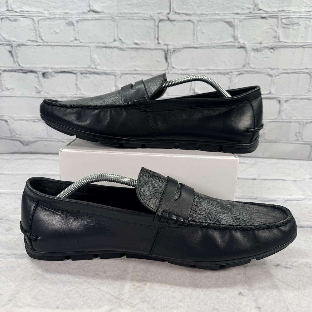 Coach Mens Mott Driver Sig FG2983 Black Slip On Casual Loafer Shoes Size 12D - Picture 2 of 12